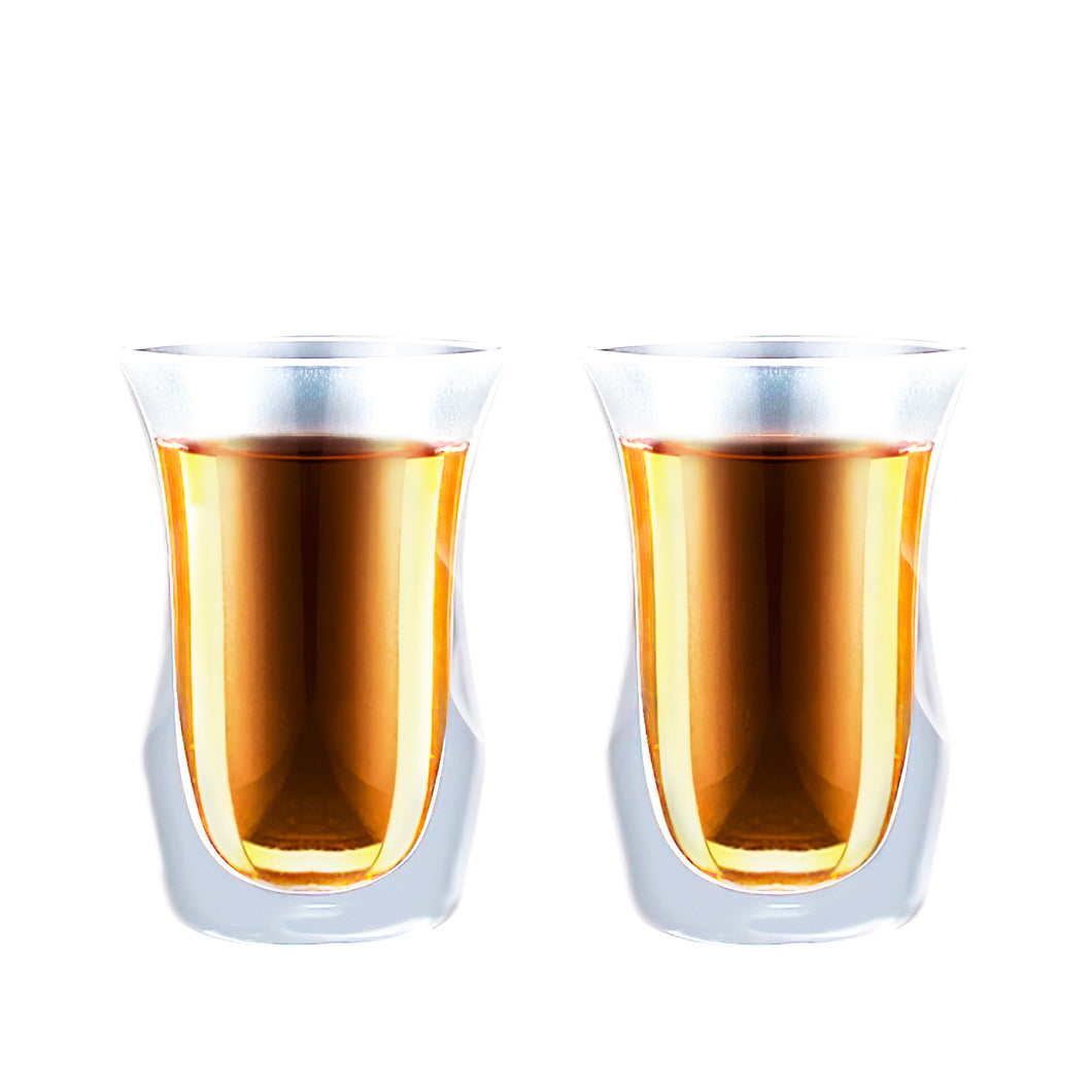 SOHO Double Wall Insulated 12oz. Glass Espresso Coffee Hot and Cold Cups Made From Shatter Resistant Borosilicate Glass (Set of 2)